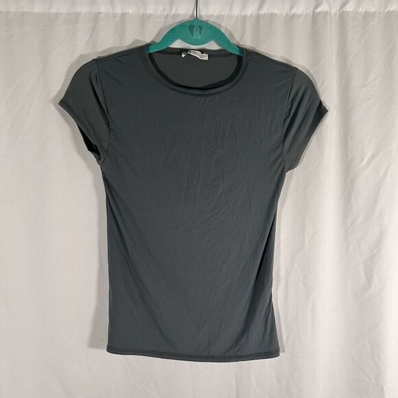 Zara Baby Tee Women's Medium Solid Grey Short Sleeve Crew Neck Stretchy - Picture 1 of 5